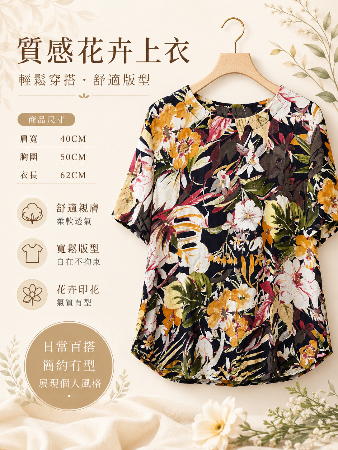 質感花卉上衣(亮黃大花)