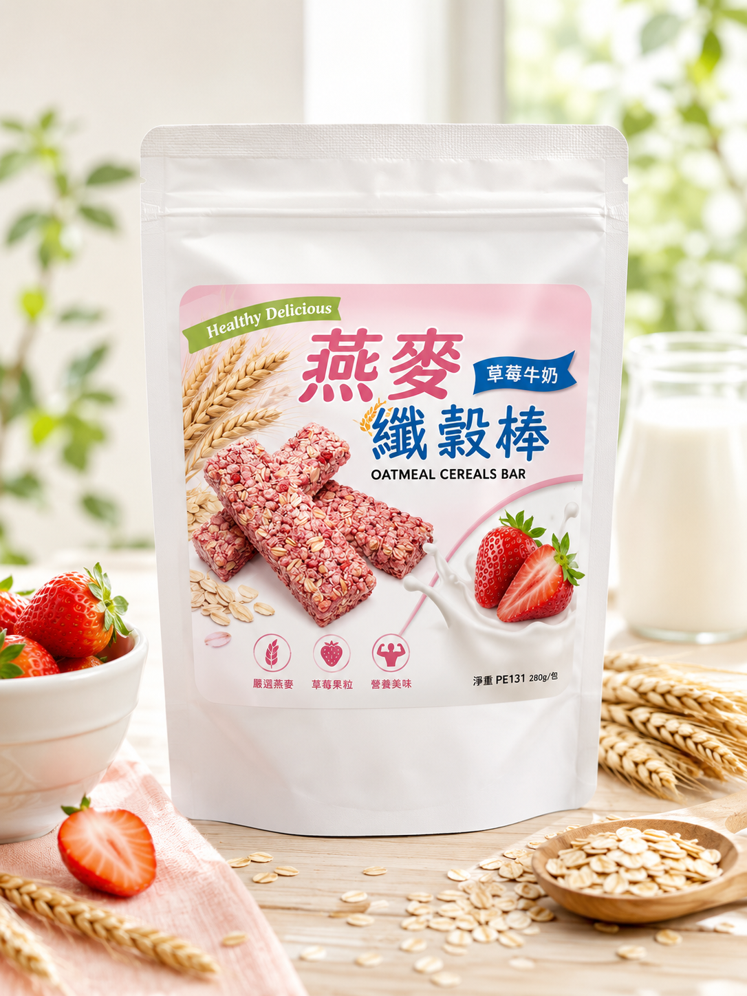 燕麥纖穀棒-草莓牛奶（奶素）