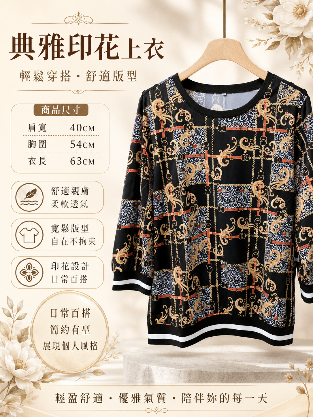 典雅印花上衣(龍紋)