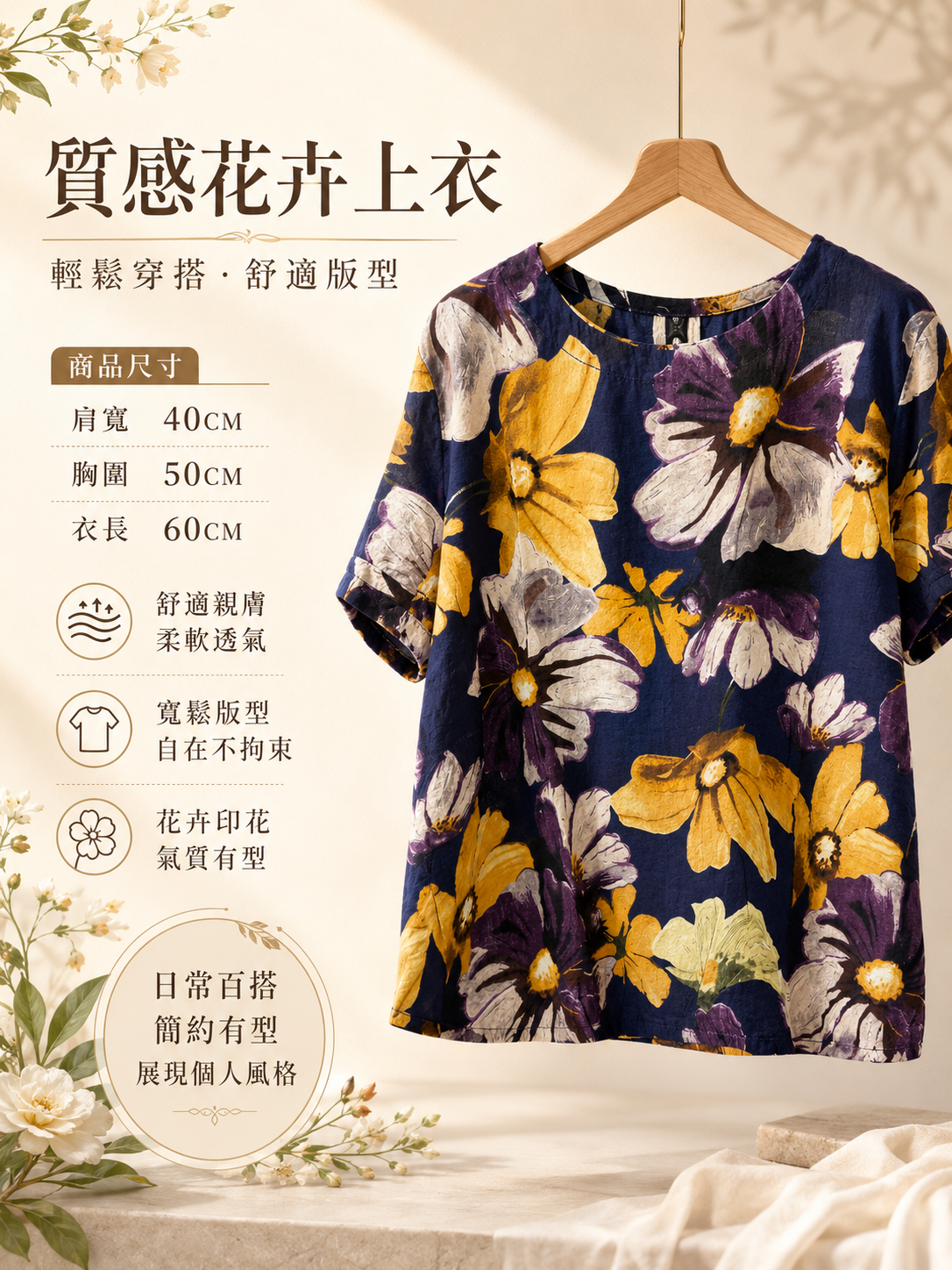 質感花卉上衣(大花)